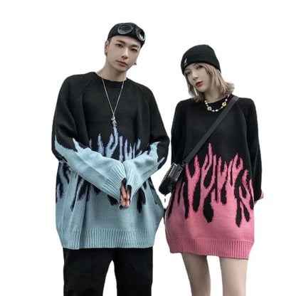 Harajuku Knitted Sweater Fire